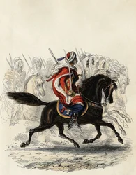Spahis (Indian cavalry corps of the French army) composed mainly of Arab horsemen trained for the province of Algiers in 1834, d