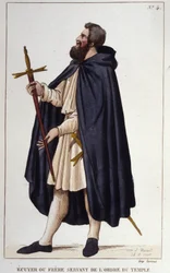 Squire or brother serving the order of the temple (engraving from 1830)