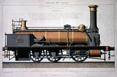 Steam locomotive - drawing in the wash