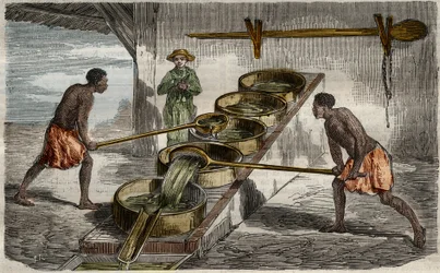Sugar Manufacturing: Boilers to Cook Sugar Cane Juice in the West Indies, 1859
