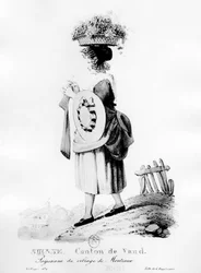 Swiss peasant from the village of Montreux in the canton of Vaud - lithography