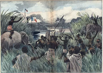 Taking possession of Lake Chad (Africa)