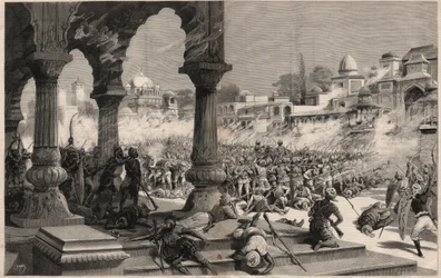 The Battle of Manipur - British Indian insurrections - massacre of a column of about 500 English soldiers, called by the Maharadjah whose subjects revolted in Manipur (territory on the borders of Assam and Burma) in India