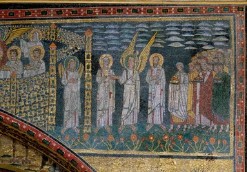 The Blessed Led by an Angel: Detail from the Triumphal Arch with the Heavenly Jerusalem
