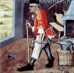 The Detail Blacksmith of a Miniature of the 15th Century