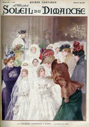 The First Communion in Paris. Engraving in Le sun-du-dimanche