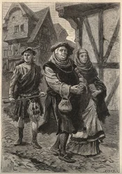 The Glover Accompanying His Daughter to the Church - 19th century illustration for the historical novel 