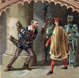 The King of France Louis XII Has Ludovic Marie Sforza, Known as the More, Locked in the Castle of Loches, in Touraine. Chromolithography of the Late 19th Century