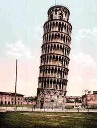 The Leaning Tower of Pisa. Engraving from the end of the 19th century