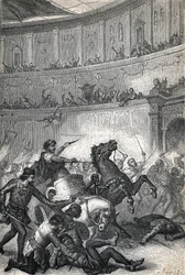 The Massacre of Thessalonica in 390. Engraving 1884
