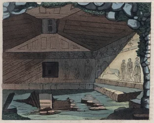 The Necropolis of Tarquinia - engraving from "Usi e Costumi di Tutti i Popoli dell