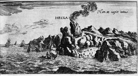The Volca Hekla on the coast of Iceland - in Mundi Mirabilis Oeconomia by Johamm Zahn, 1696