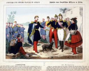 The adventures of a French officer in Africa. The young officer, the leader of a post that was attacked by the Arabs, was disarmed and brought under arrest before a council of war.