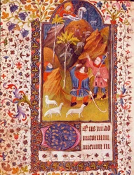The announcement to shepherds. Miniature from the Book of Hours of Isabella of Castile known as Isabella I the Catholic (1451-1504). 15th century. Seville, Biblioteca Colombina