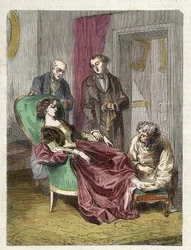 The Death of Hannah Greener Caused by Inhalation of Too Much Chloroform (Anaesthesia) - 1848 - Hannah Greener, a 15-Year-Old Girl, Succumbs to Syncope During Chloroform Anaesthesia Administered to Operate on an Ingrown Nail - Engraving