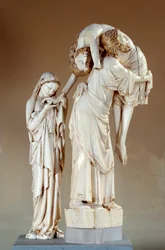 The descent of the cross: Christ carries by Saint John, the Virgin Group sculpted in ivory