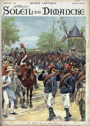 The fete of July 14: Commander Marchand has the head of Senegalese riders. Engraving in Le sun-du-dimanche, July 23