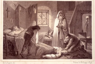 The first 2 victims of the Plague in Noja, small town of Puglia in Italy - in 