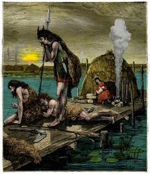 The First Parisians or Inhabitants of Lutece, Engraving, 19th Century