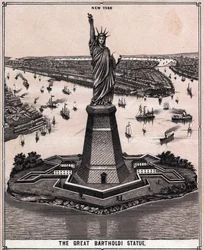 The great Bartholdi statue in New York, USA in 