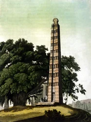 The obelisk of Axum brought to Rome by the Italians in 1937. Il Costume antico e moderno, Jules Ferrario, Milan 1820