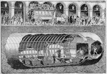 The piercing of the road under the street of Rivoli in 1895