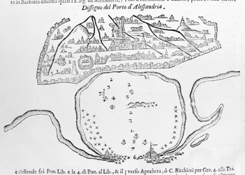 The port of Alexandria. 17th century drawing