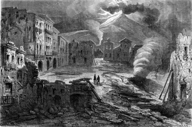 The rest of Piazza de Torre del Greco during the eruption of Vesuvius on 8/12/1861