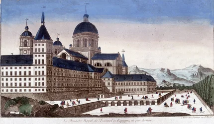 The royal monastery of the Escorial in Spain, seen from behind