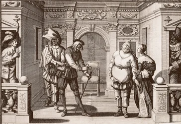 The royal troupe of the Italian Comedie at the theatre of the Hotel de Bourgogne