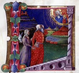 The Sacrifice of Noah. Antiphonary of the 15th century. Biblioteca de Lodi