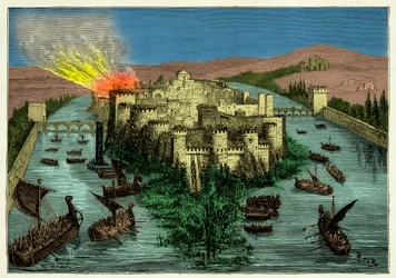 The Siege of Paris in 845 by the Vikings with Ragnar Lodbrok at Their Head