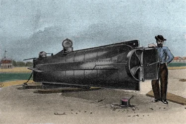 The Submarine CSS H. L. Hunley Used by the Confederate States Navy During the Secession War. 1861-1865. Engraving of the 19th Century