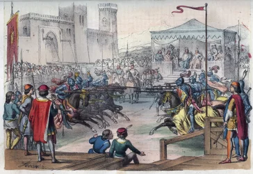 Tournament on the Occasion of the Wedding of Isabelle of Bavaria (1371-1435) and Charles VI - engraving