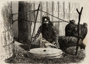 Turcoman Woman Using the Grain Grinding Wheel