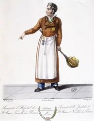 Tuscany costume: Nurse. Serving from the Hospital of Santa Maria Novella in Florence. Engraving of the 19th century