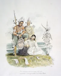 Two Warriors and a Woman of the Sacs and Foxes Mourning Over the Tomb of Black Hawk
