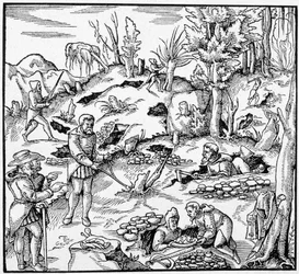 Use of the magic bucket to search for the treasures of the earth - in “The Book of Mines” by Agricola