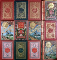 Various covers of Jules Verne