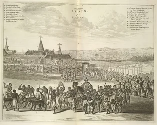 View of Benin. Procession of natives