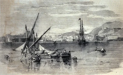 View of Corfu in Greece from the island of Vido