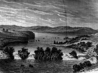 View of Lake Victoria, Africa. Engraving in 
