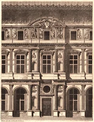 View of part of the front of the courtyard of the Louvre, Paris, France