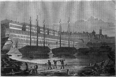 View of the Corderies, the Bagne and the tower of Saint Louis in Brest