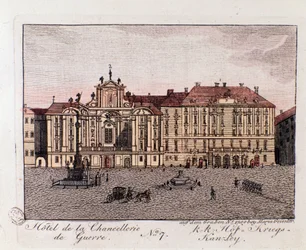 View of the Hotel of the War Chancery in Vienna, Austria. Engraving from 1815