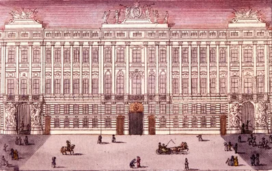View of the Imperial Chancery in Vienna, Austria. Engraving from 1820.