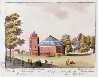 View of the Prater Park in Vienna. Austria. Engraving from 1815 Private collection