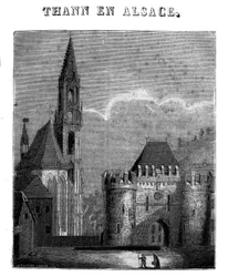 View of the city of Thann in the department of Haut-Rhin in Alsace