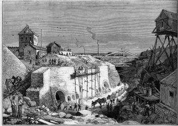 View of the Construction Site of the Drinking Water Tanks of Villejuif (engraving)