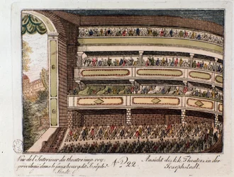 View of the interior of the Imperial Theatre in the Josephstadt district of Vienna. Austria